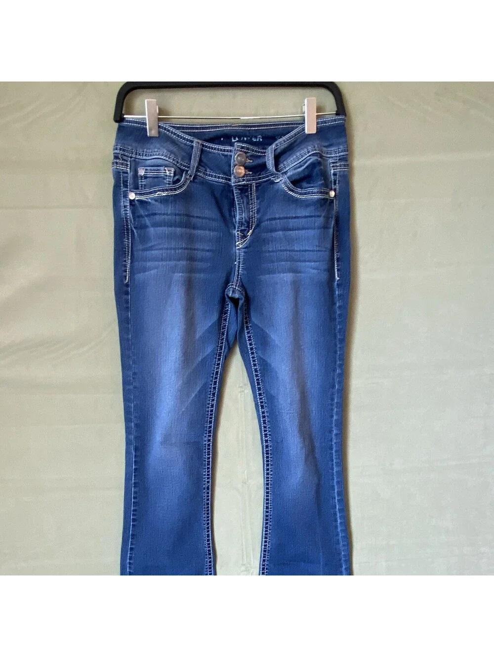 WallFlower Girls Bootcut Stretch Denim Jeans Blue Size 7 Adjustable Waist